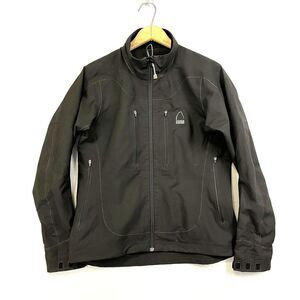 SIERRA DESIGNS Waterproof Jacket Womens Medium Black‎ Full Zip Taped Seams Short